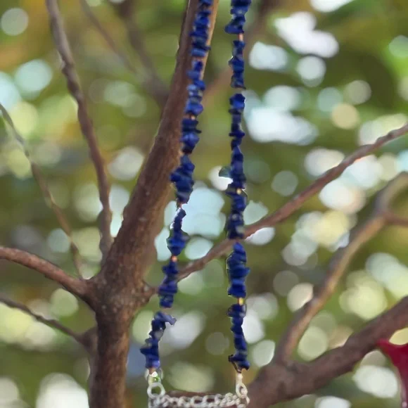 Waves meets Rock Handmade sodalite and red jasper beaded necklace - Picture 6 of 8